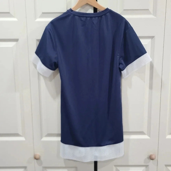 Umgee Usa Size Small Navy Blue Tunic Top With White Mesh Contrast Trim Jersey - Picture 4 of 6